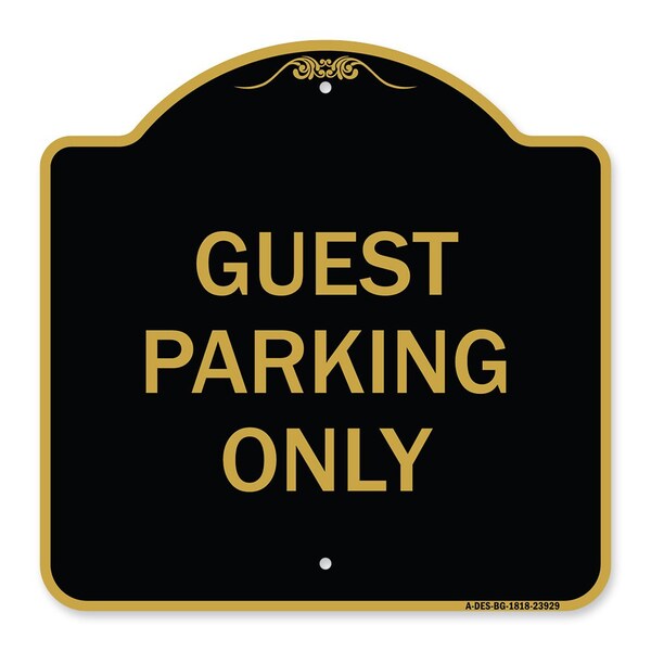 Signmission Designer Series Sign-Guest Parking Only, Black & Gold Aluminum Sign, 18" x 18", BG-1818-23929 A-DES-BG-1818-23929 - main